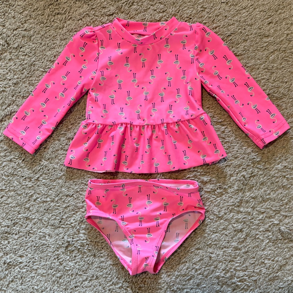 Carter's Pink Ruffle Rashguard Swim Set - Picture 1 of 4